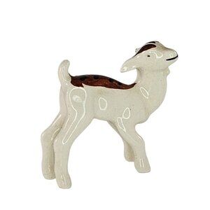 Vintage Ceramic Goat Deer Figurine Japan Brown White Spotted